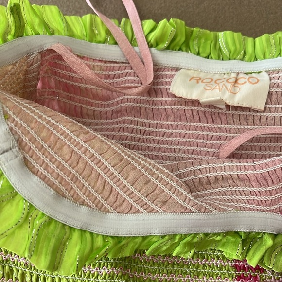 Rococo Sand Leia Bodysuit - Stretchy Smocked- green/pink - XS - Picture 5 of 11